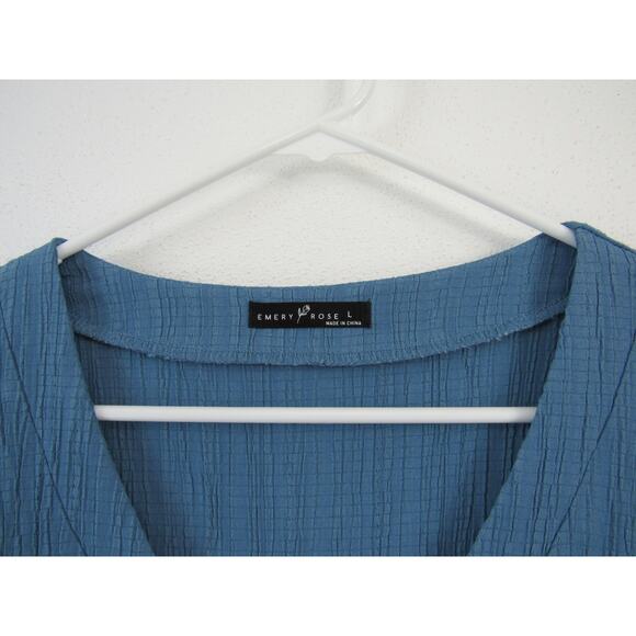 Emery Rose Large Blue Sundress Short Sleeve V Neck T Shirt Dress Pleated - Picture 3 of 7